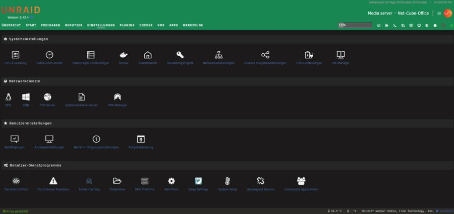 Unraid Einstellungen